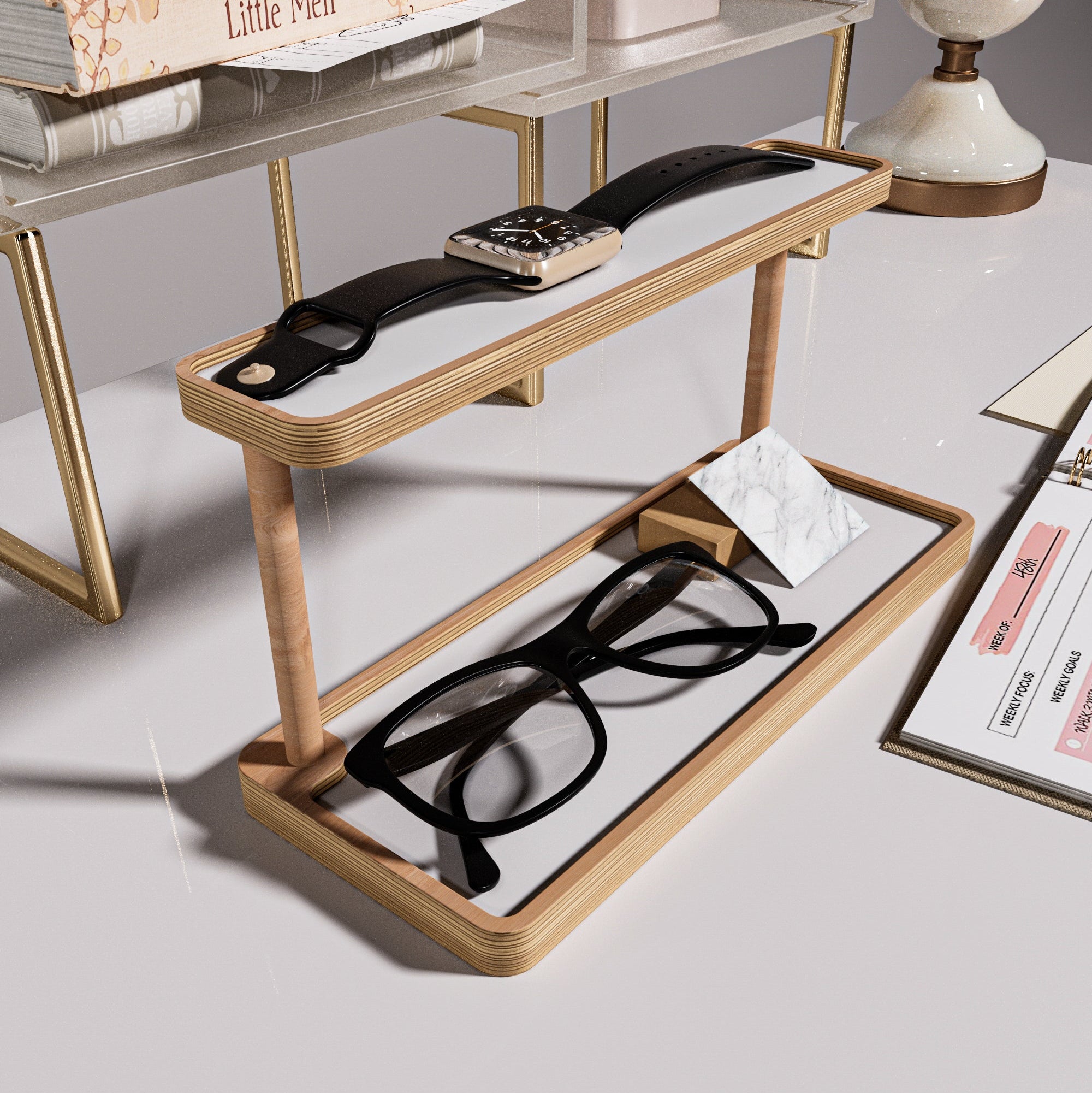 Wooden-Studio-Masaustu-Organizer-Cift-Katli-Beyaz-2