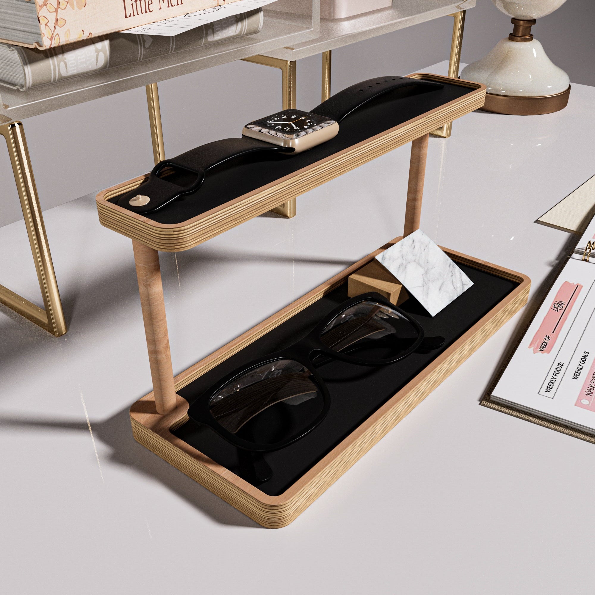 Wooden-Studio-Masaustu-Organizer-Cift-Katli-Siyah-2